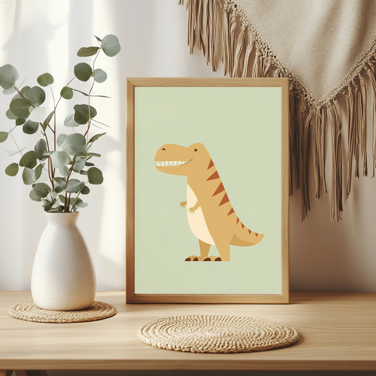 Kleiner T-Rex in Grün Poster – Raumansicht 3