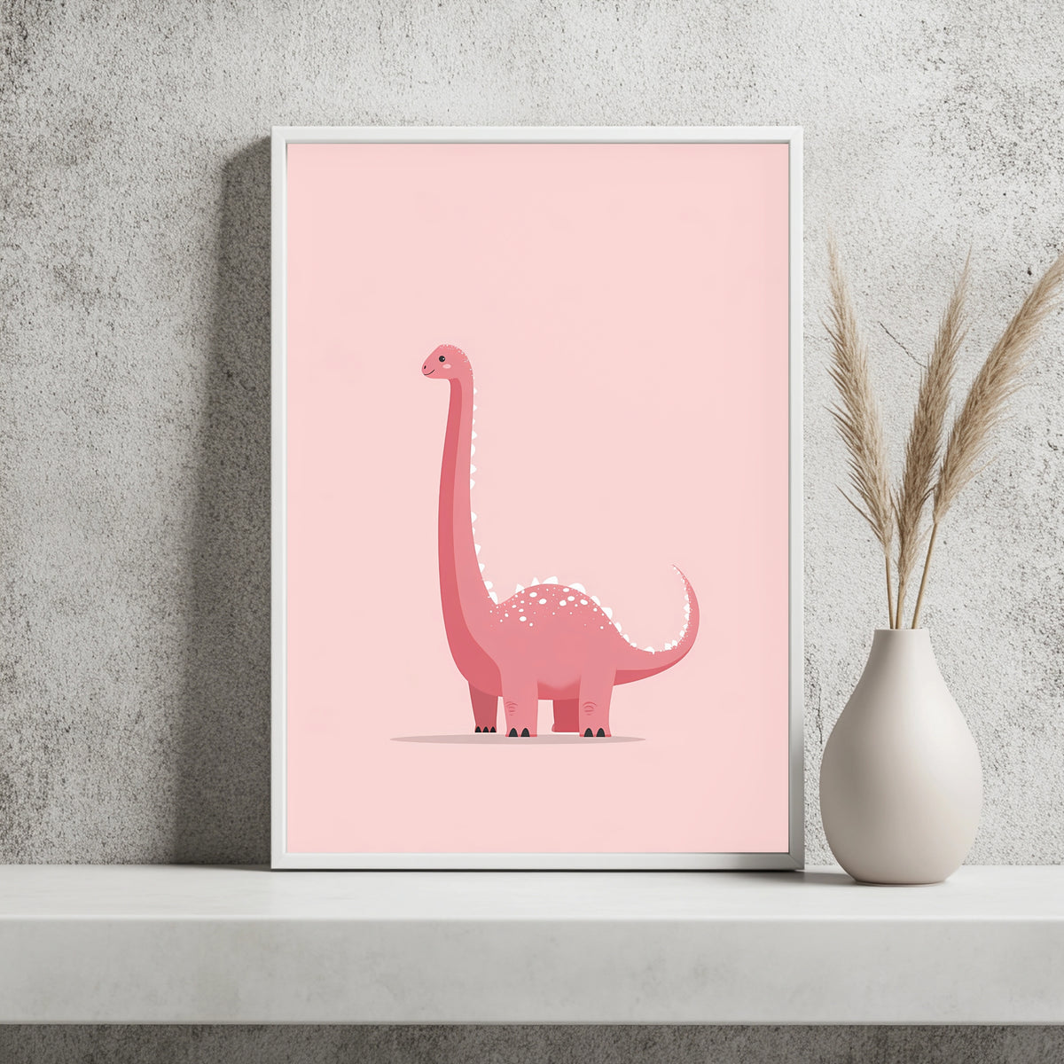 Rosa Langhals-Dinosaurier in Pastell Poster – Raumansicht 2