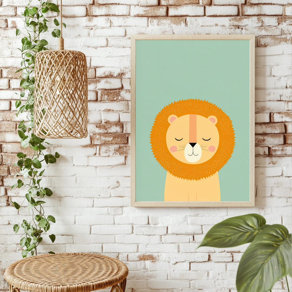 Schlafender Löwe in Pastell Poster – Raumansicht 1