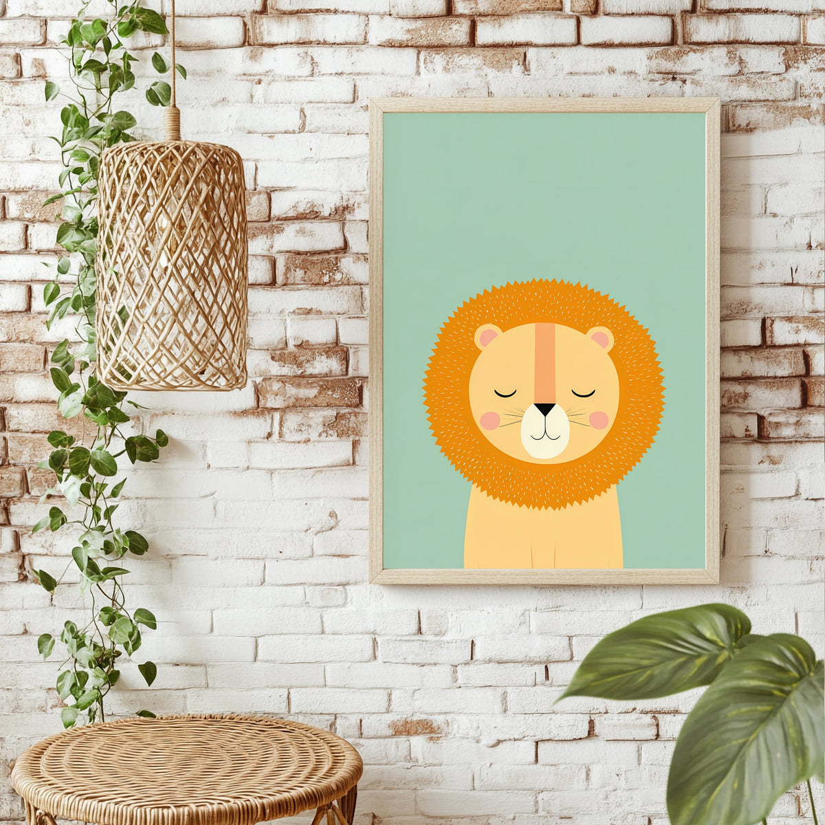 Schlafender Löwe in Pastell Poster – Raumansicht 1