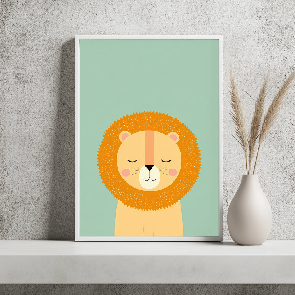 Schlafender Löwe in Pastell Poster – Raumansicht 2