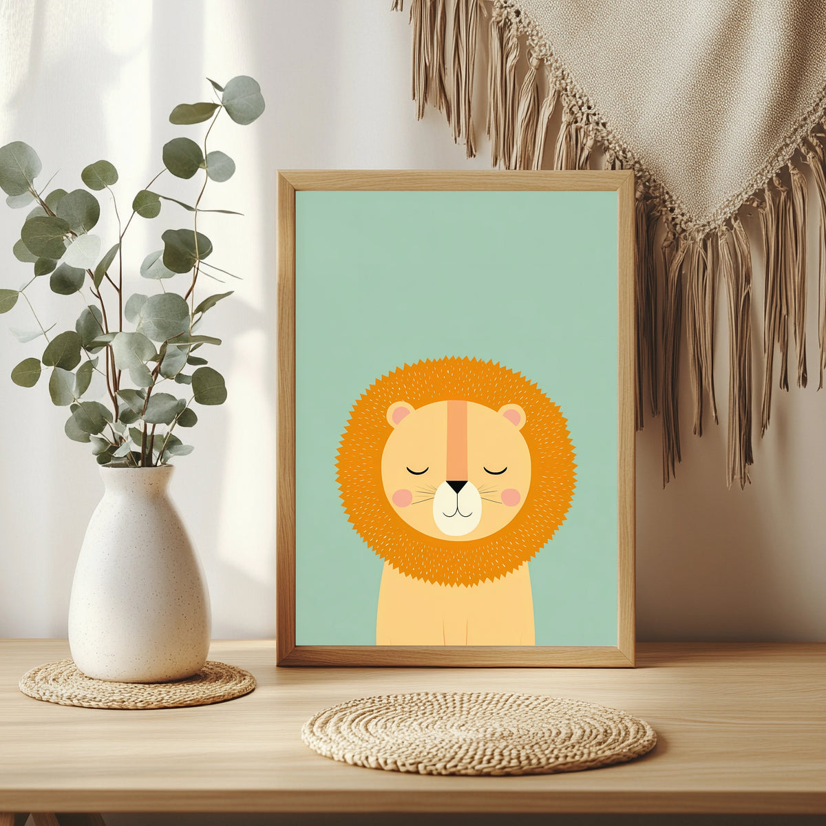 Schlafender Löwe in Pastell Poster – Raumansicht 3