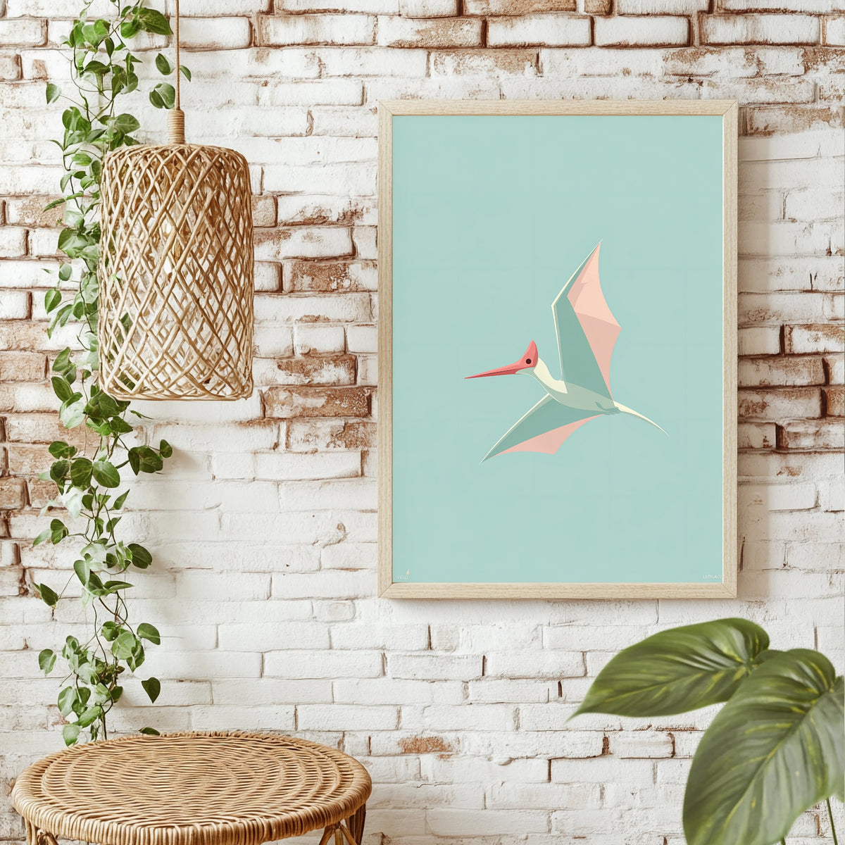 Kolibri in Papieroptik Poster – Raumansicht 1