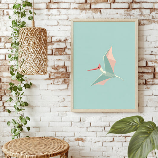 Kolibri in Papieroptik Poster – Raumansicht 1
