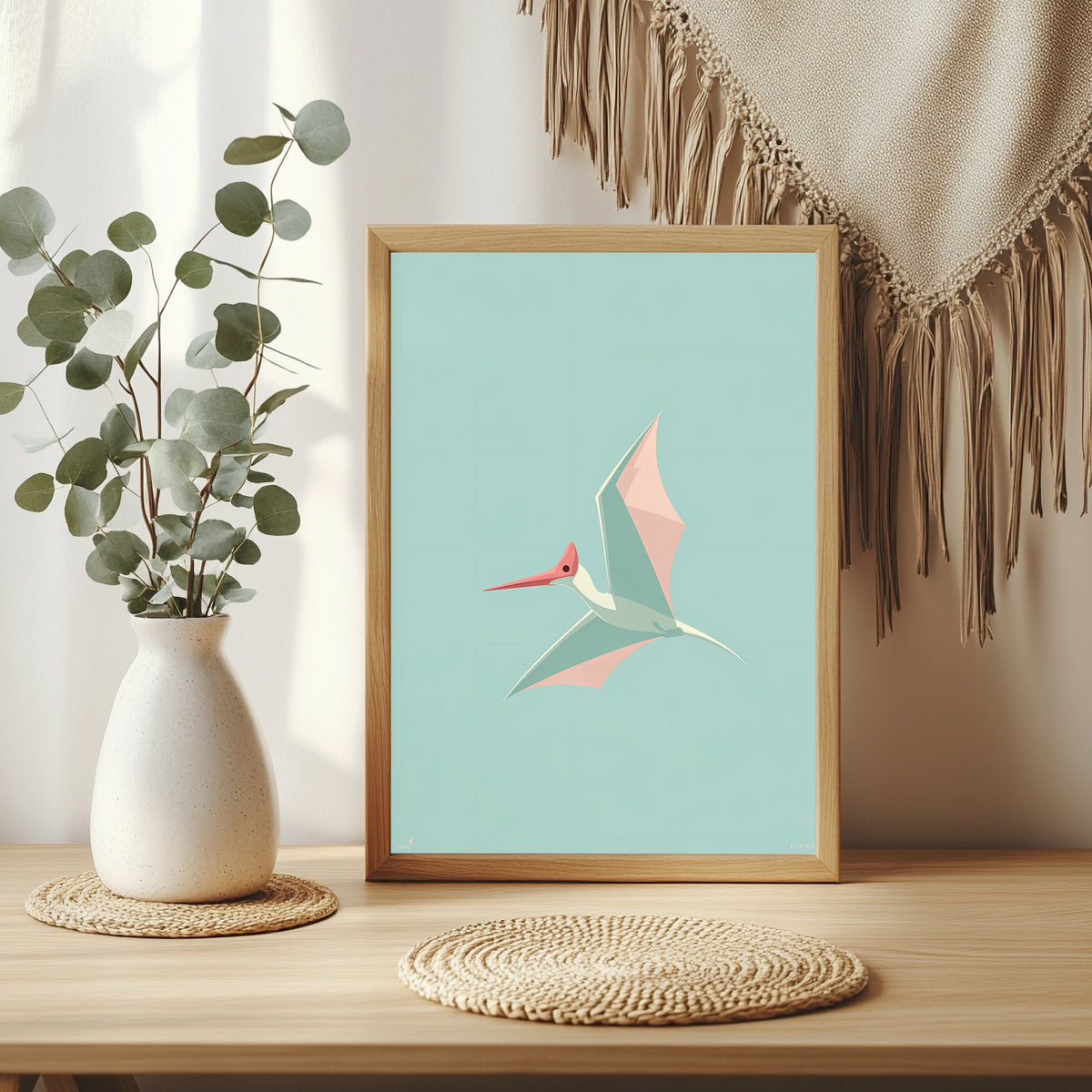 Kolibri in Papieroptik Poster – Raumansicht 3