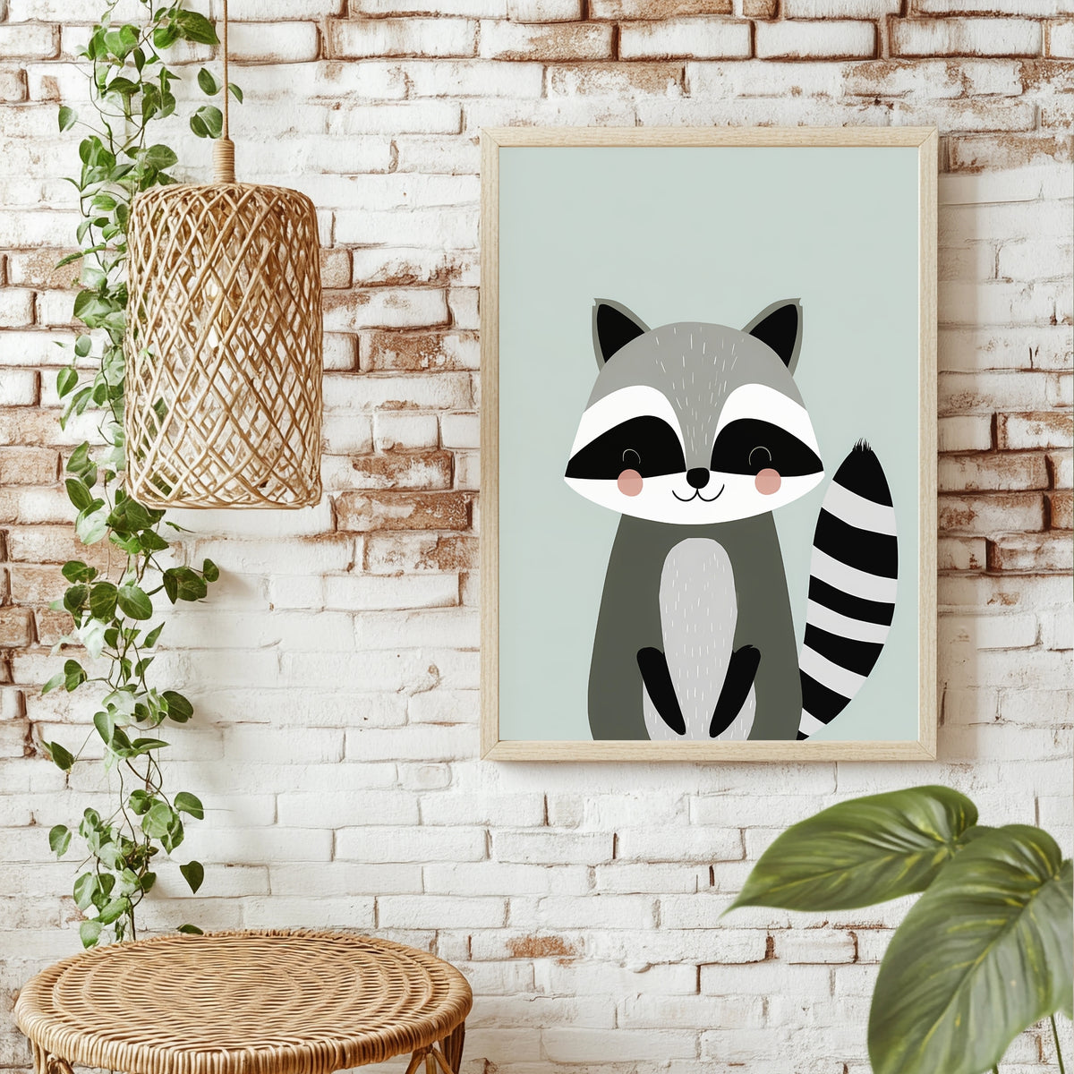 Lächelnder Waschbär Poster – Raumansicht 1