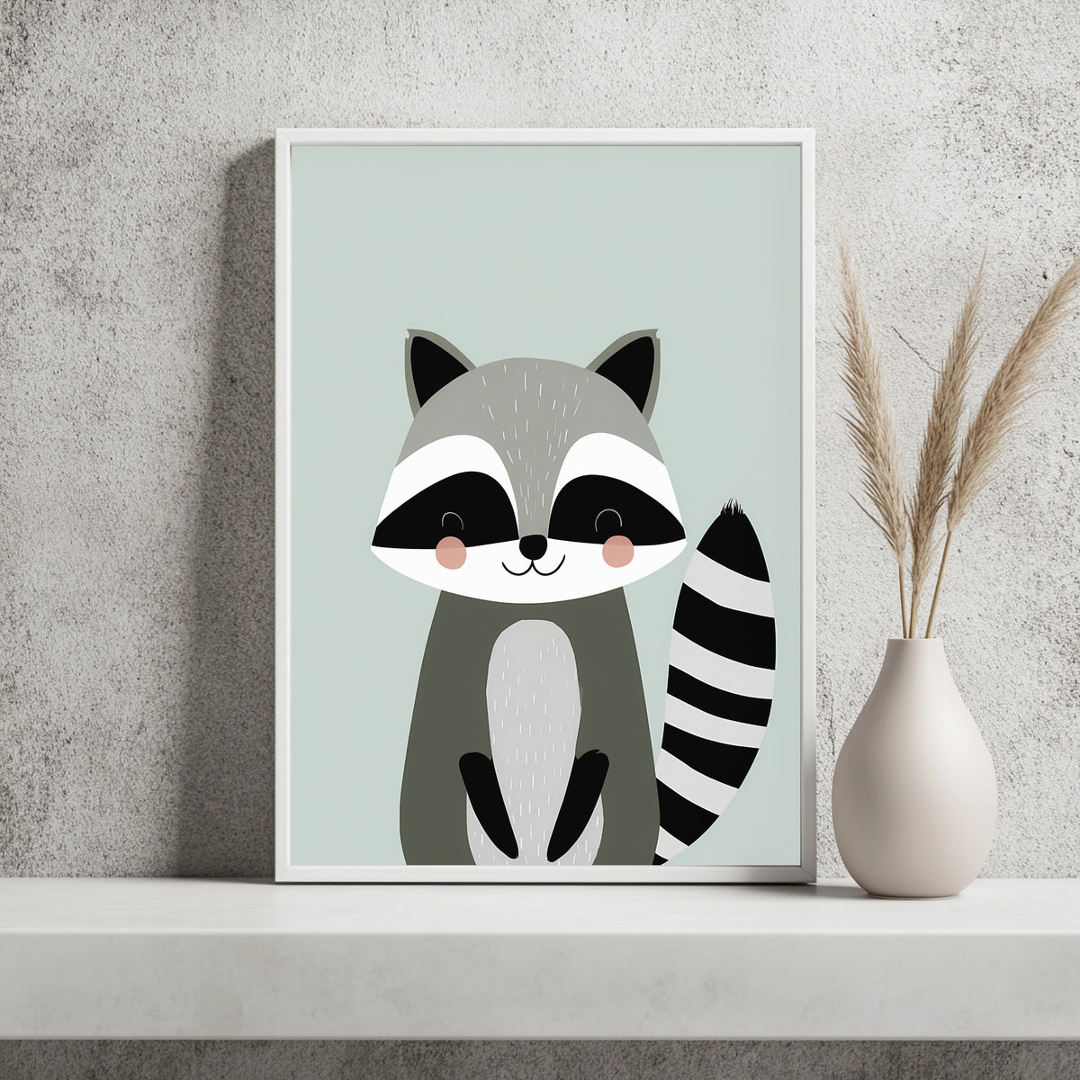Lächelnder Waschbär Poster – Raumansicht 2