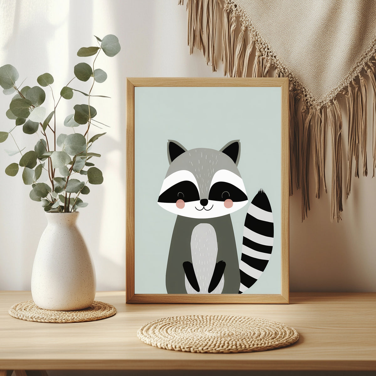 Lächelnder Waschbär Poster – Raumansicht 3