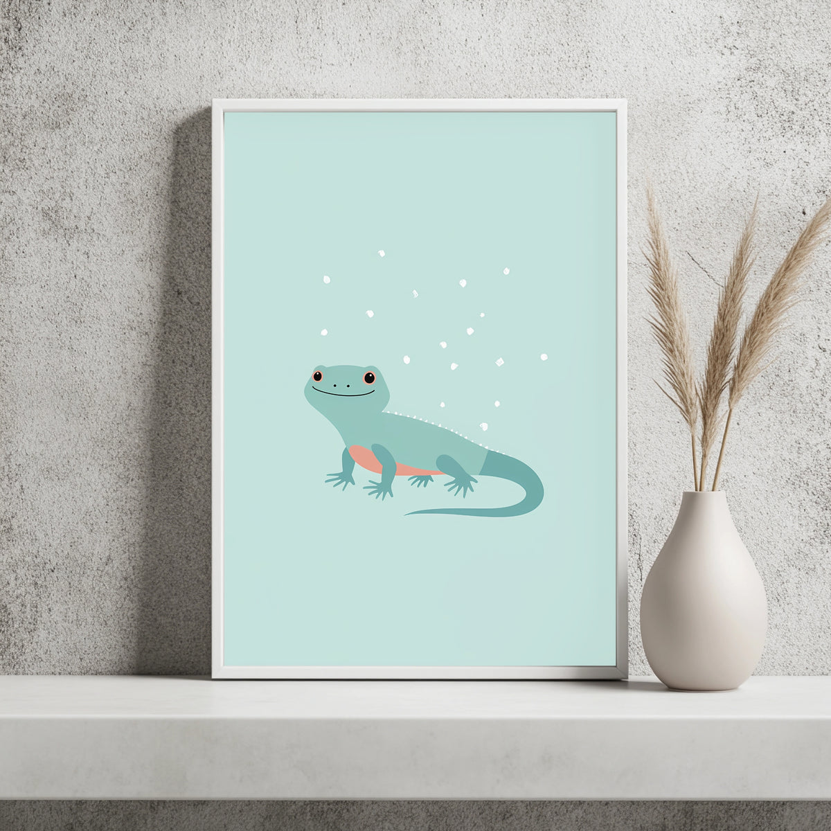Kleine Eidechse in Mint Poster – Raumansicht 2