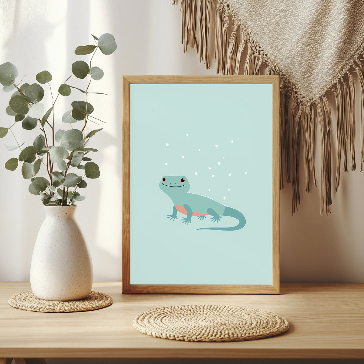 Kleine Eidechse in Mint Poster – Raumansicht 3