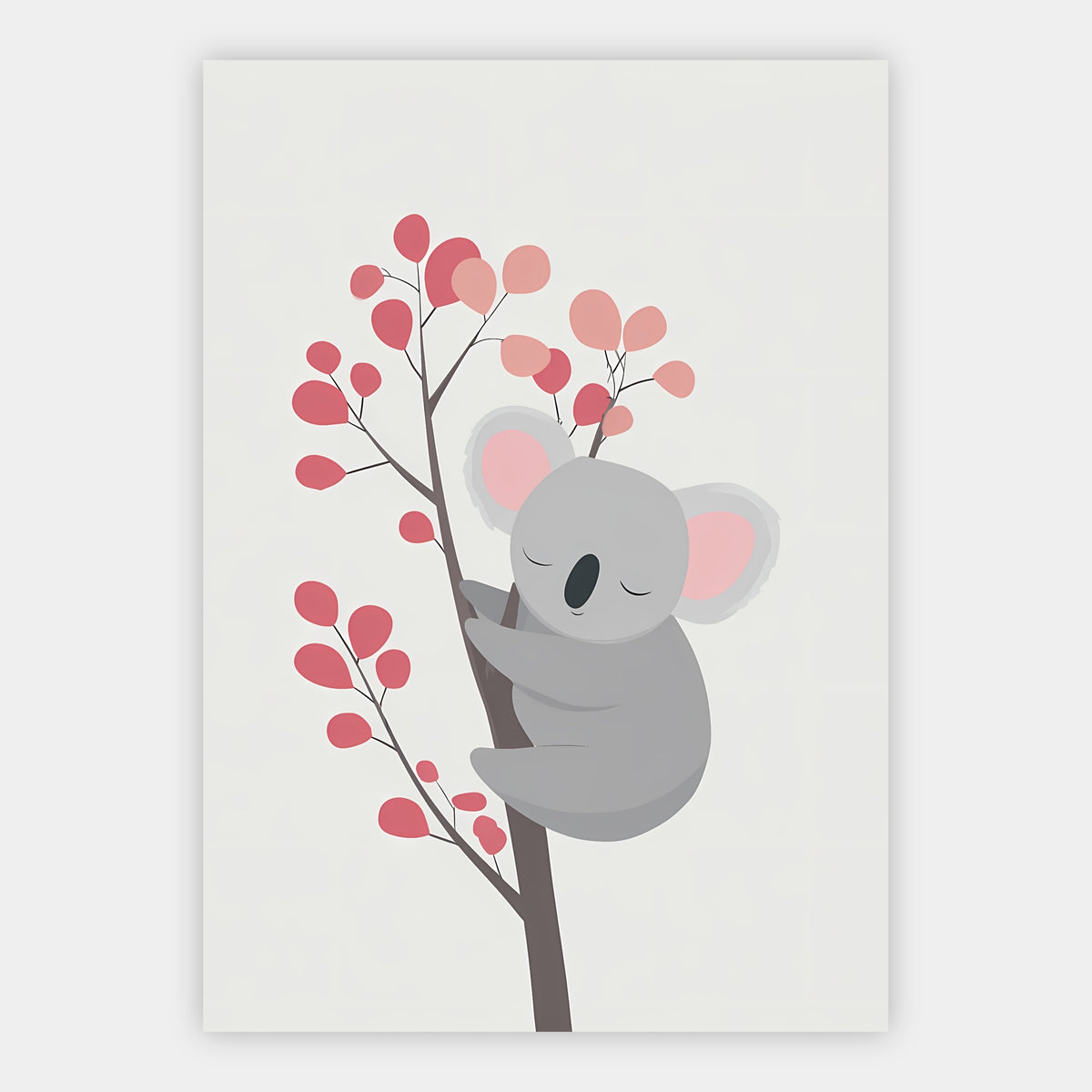 Schlafender Koala am Zweig Poster – Freisteller