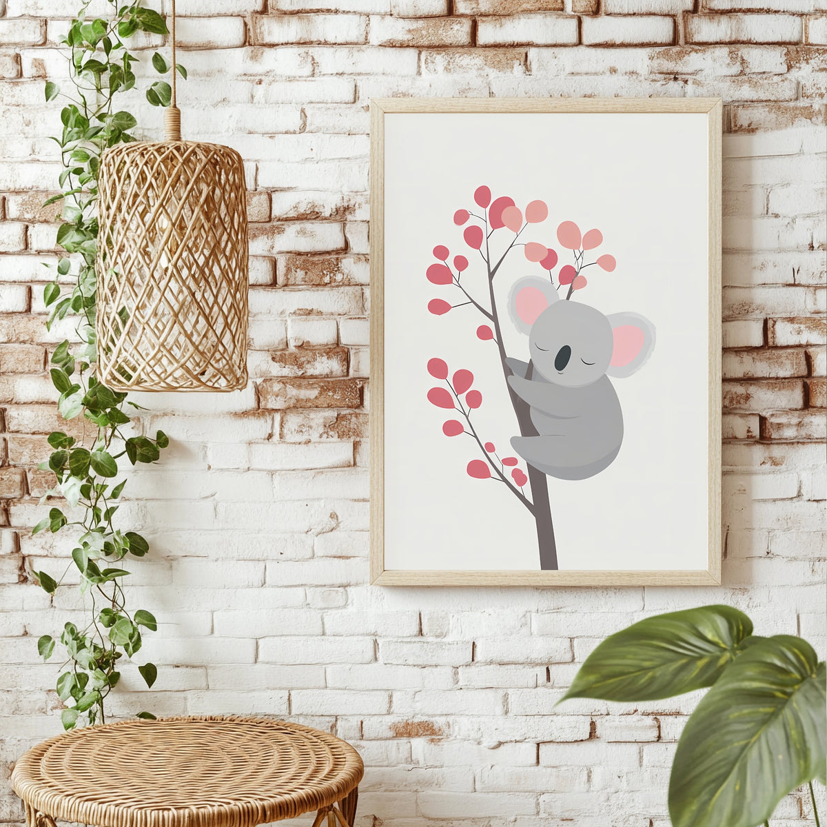 Schlafender Koala am Zweig Poster – Raumansicht 1