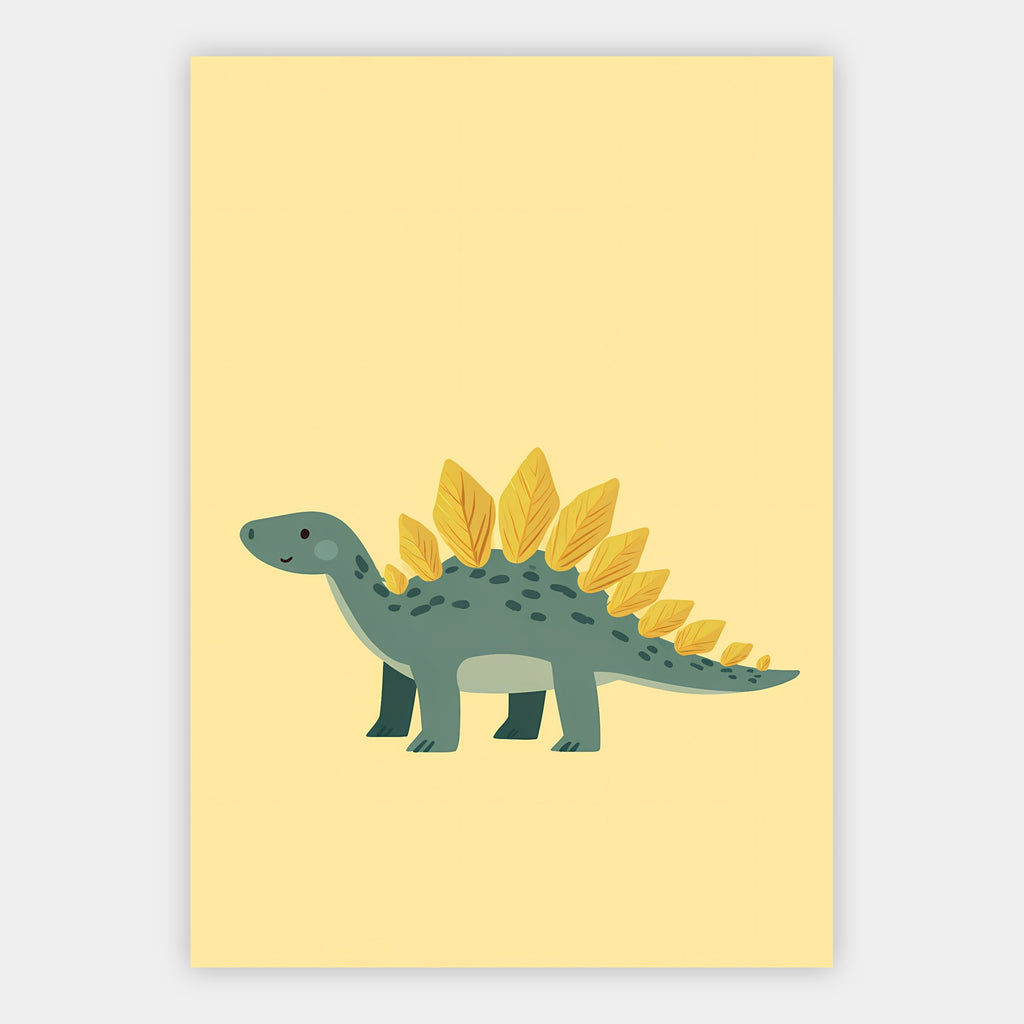 Grüner Stegosaurus auf Gelb Poster – Freisteller
