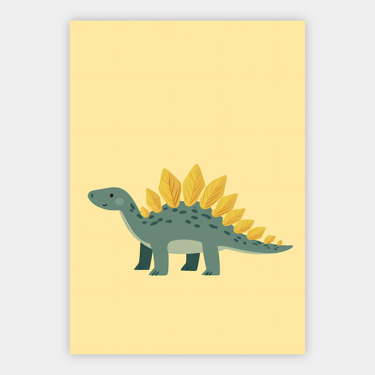 Grüner Stegosaurus auf Gelb Poster – Freisteller