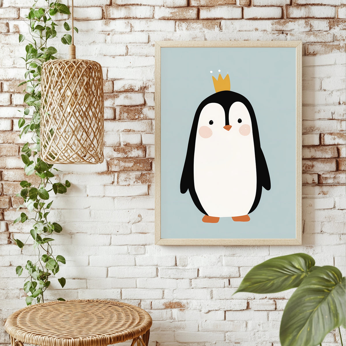 Pinguin mit Krone Poster – Raumansicht 1