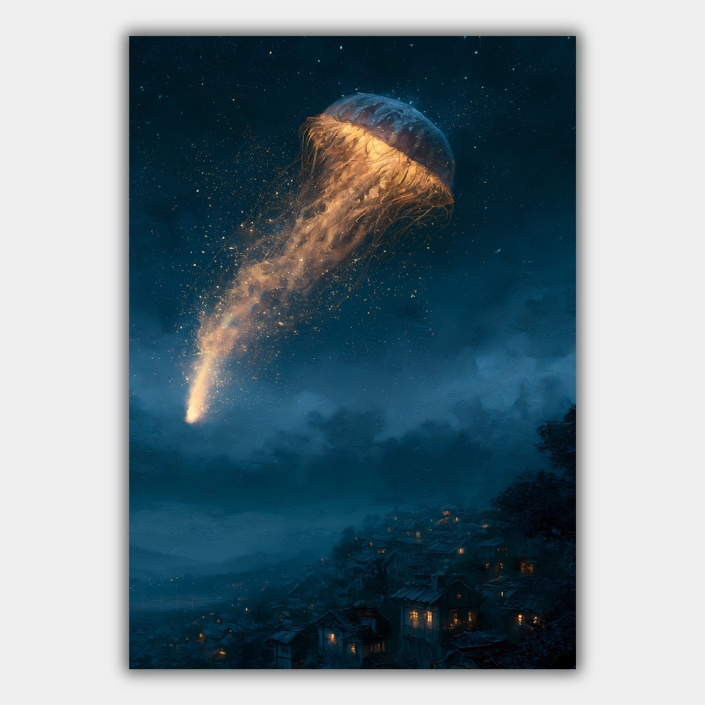 Qualle Nachthimmel Fantasy Poster – Produktansicht 1