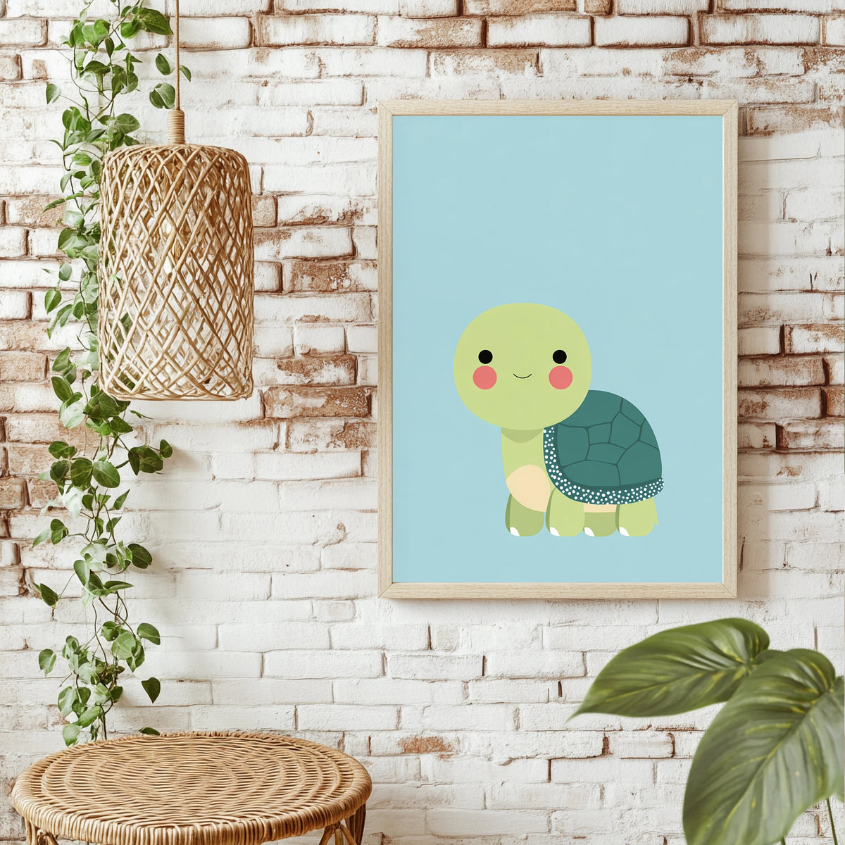 Kleine Schildkröte in Mint Poster – Raumansicht 1
