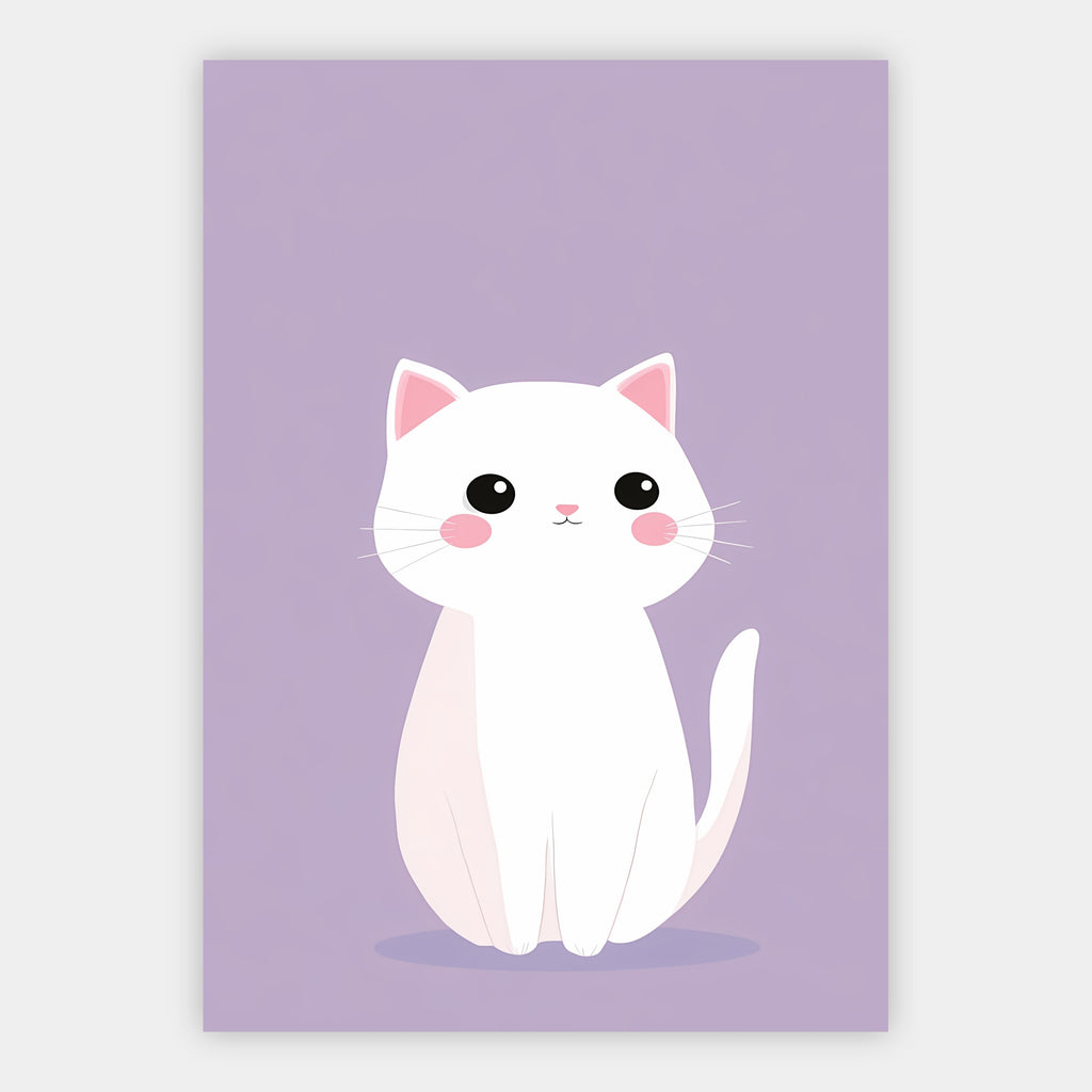 Weiße Katze auf Flieder Poster – Freisteller