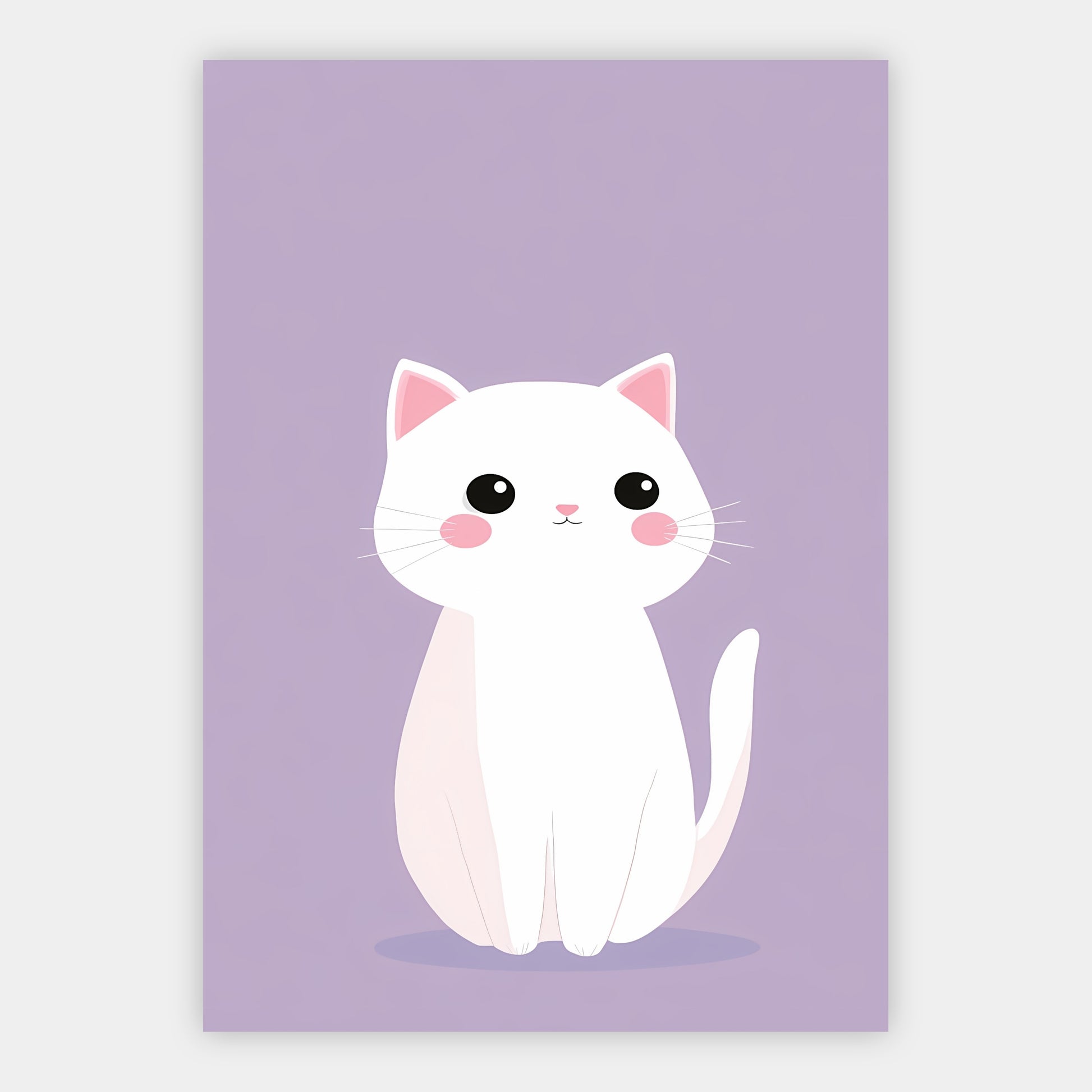 Weiße Katze auf Flieder Poster – Freisteller