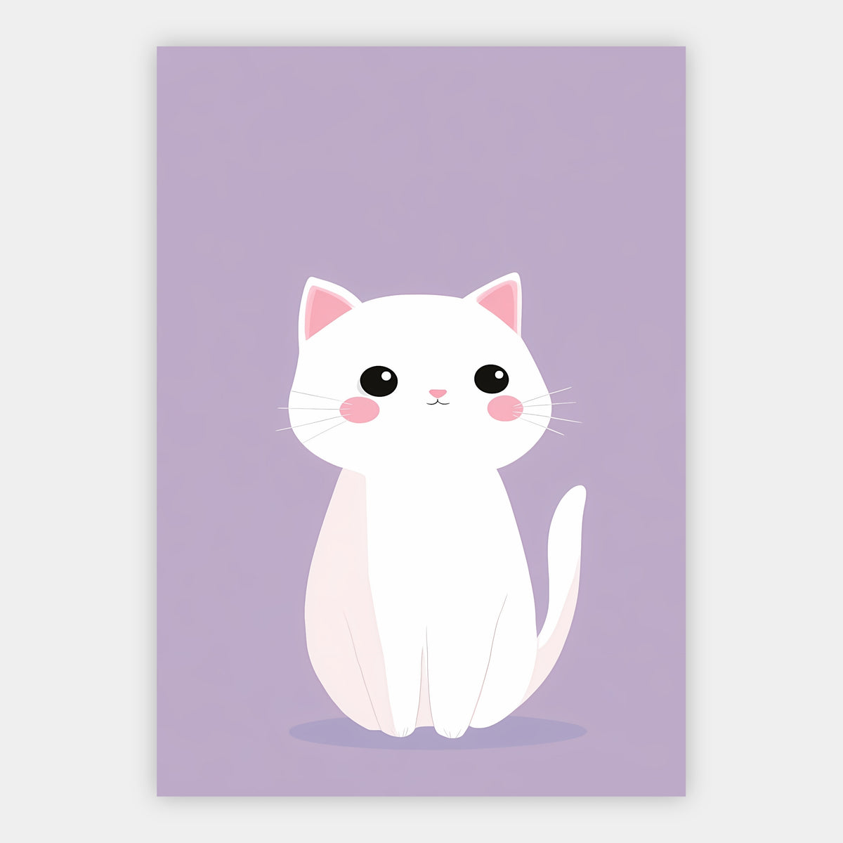 Weiße Katze auf Flieder Poster – Freisteller