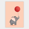 Elefant mit rotem Luftballon Poster – Freisteller