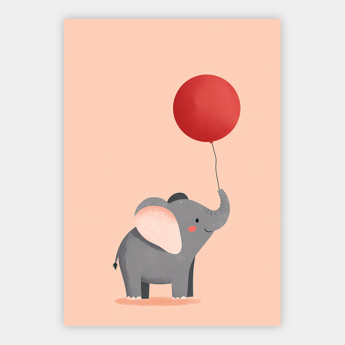 Elefant mit rotem Luftballon Poster – Freisteller