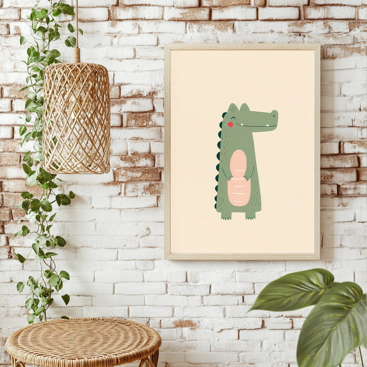 Kleines Krokodil in Grün Poster – Raumansicht 1