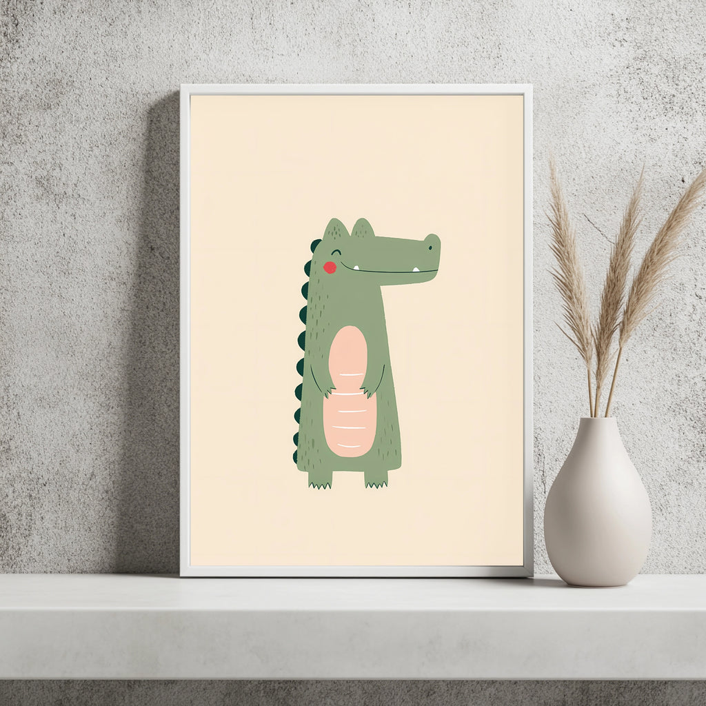 Kleines Krokodil in Grün Poster – Raumansicht 2