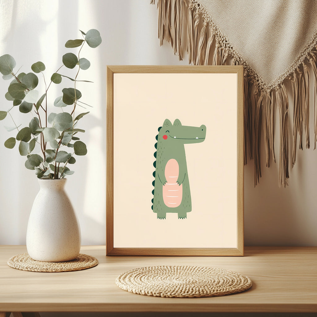 Kleines Krokodil in Grün Poster – Raumansicht 3