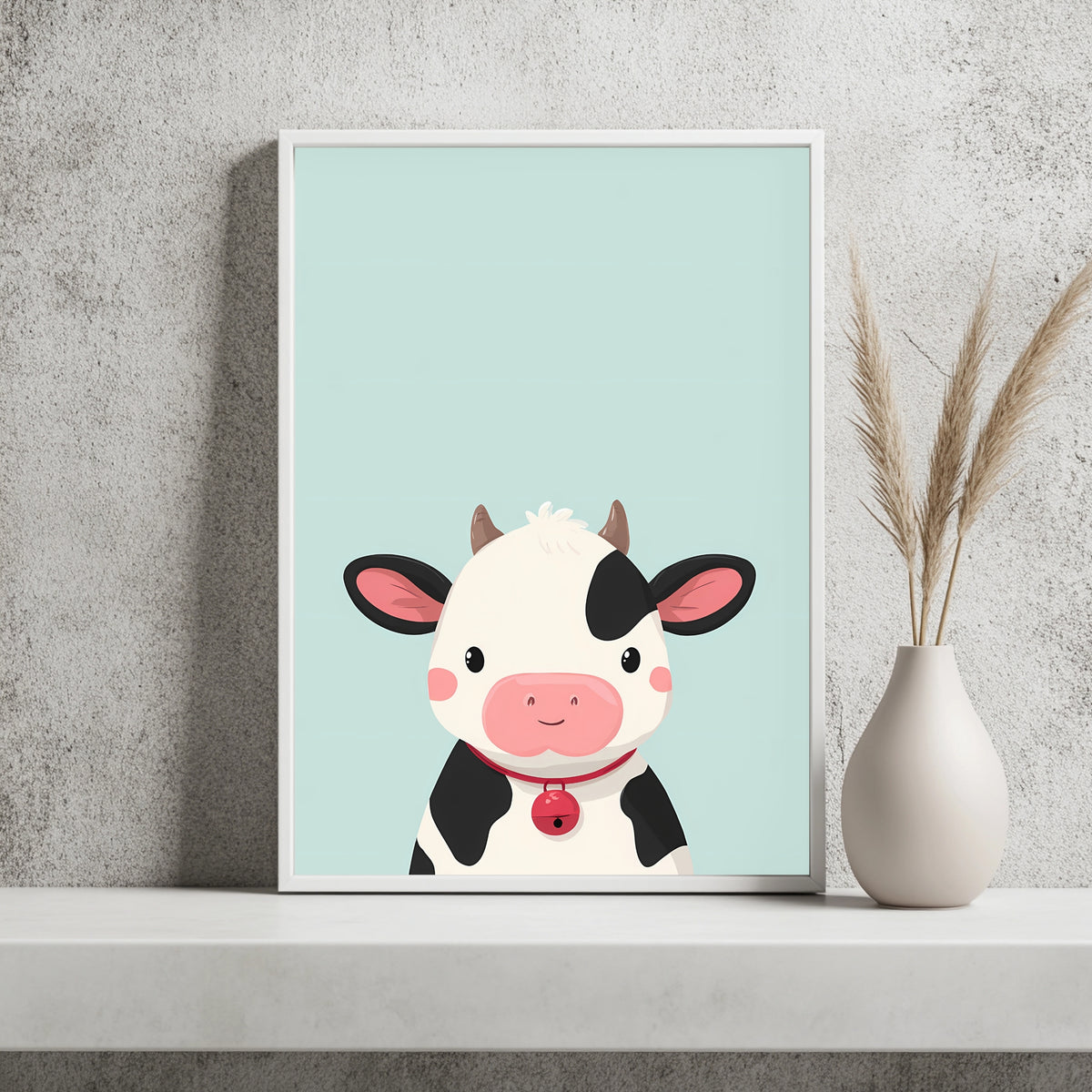 Kleine Kuh in Mint Poster – Raumansicht 2