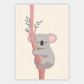 Koala am rosafarbenen Stamm Poster – Freisteller