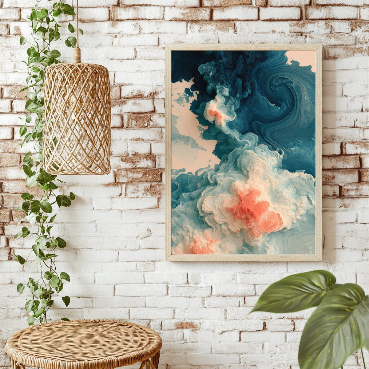 Fließende Farbwolken Poster – Raumansicht 1