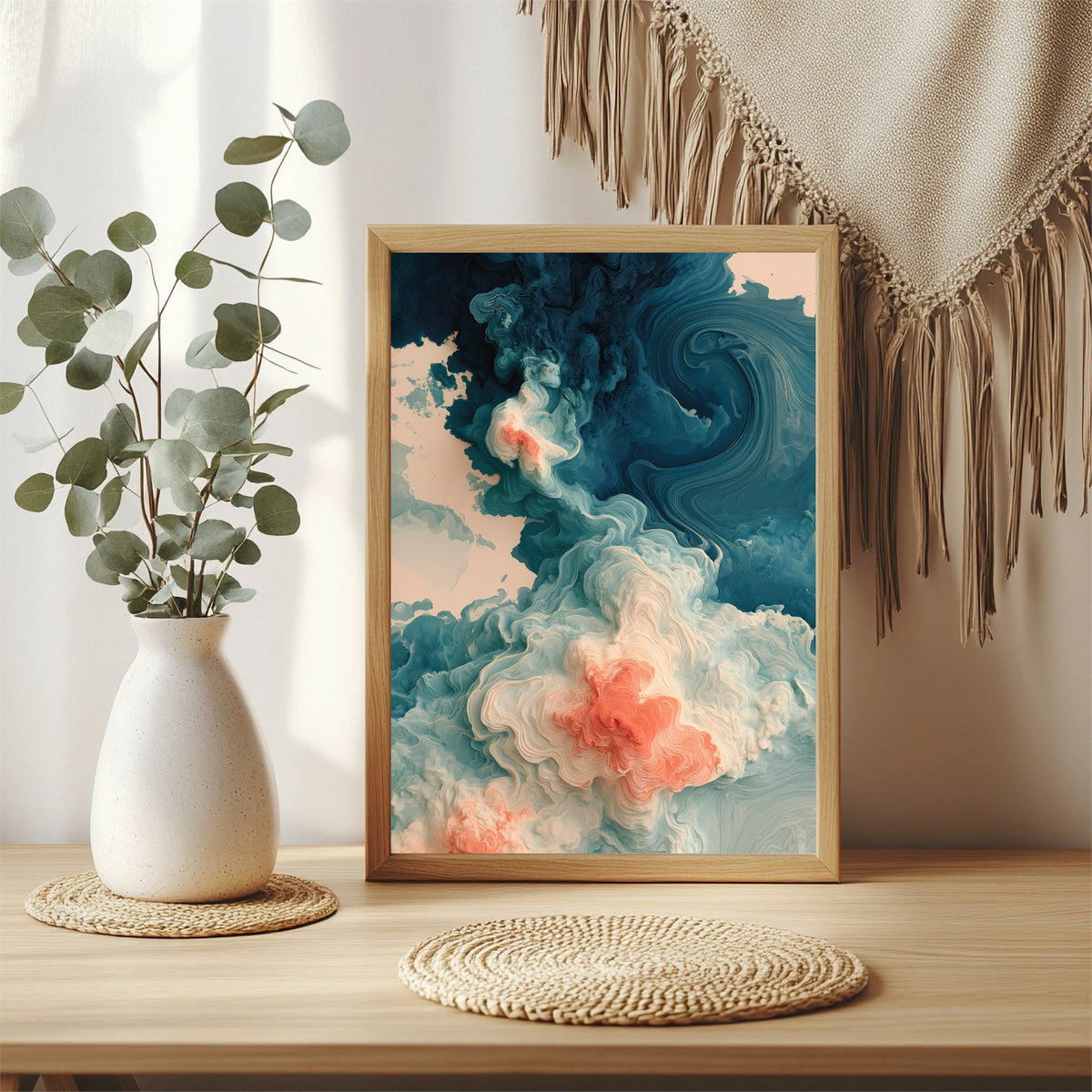 Fließende Farbwolken Poster – Raumansicht 3