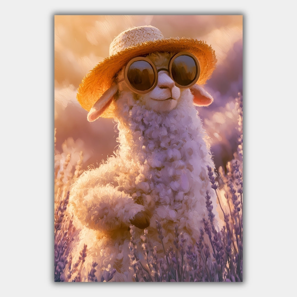 Alpaka Lavendel Sommer Poster – Produktansicht 1