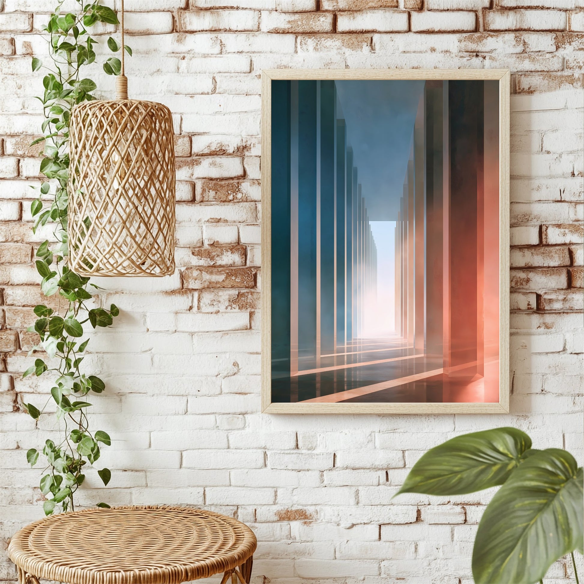 Abstrakter Glastunnel Poster – Raumansicht 1