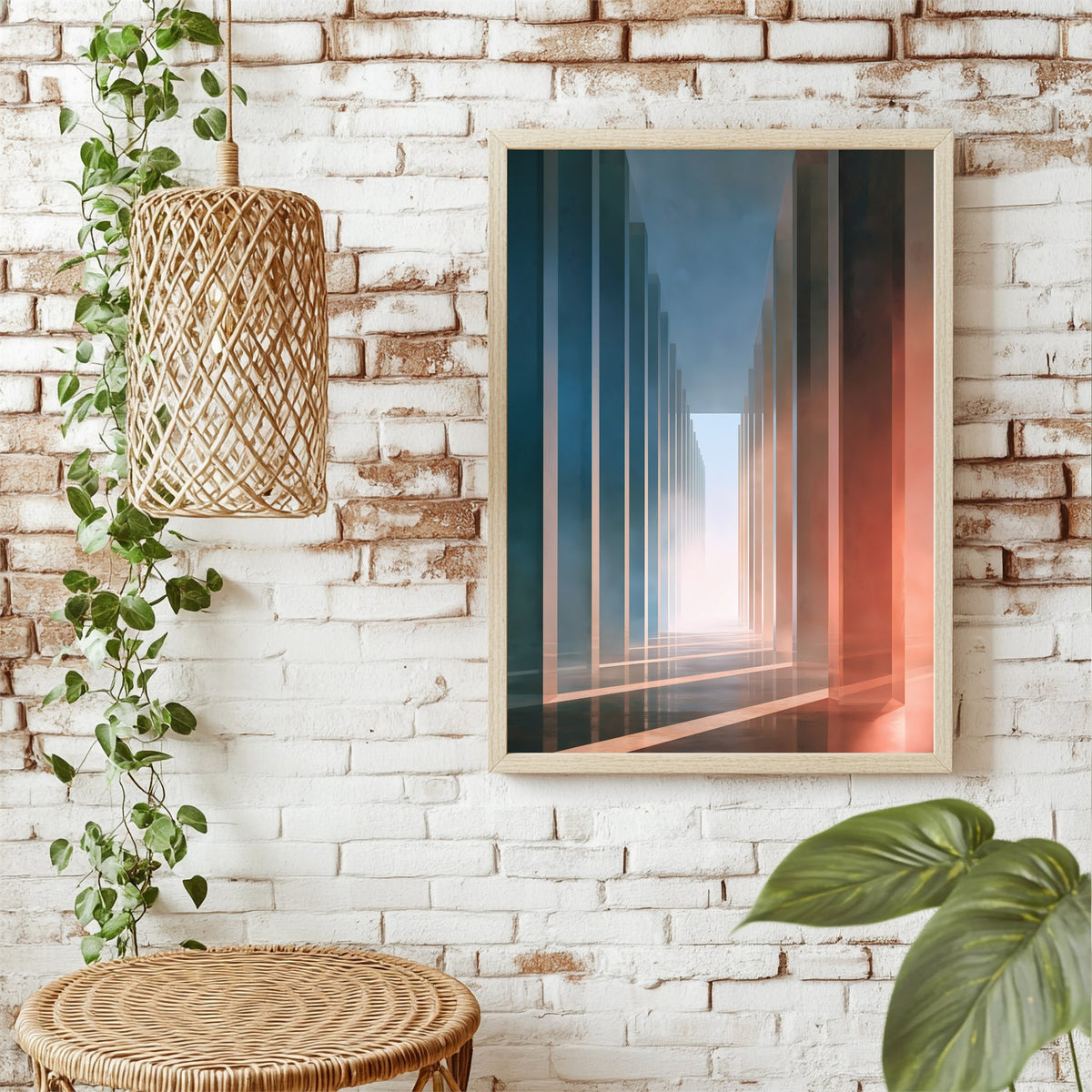 Abstrakter Glastunnel Poster – Raumansicht 1