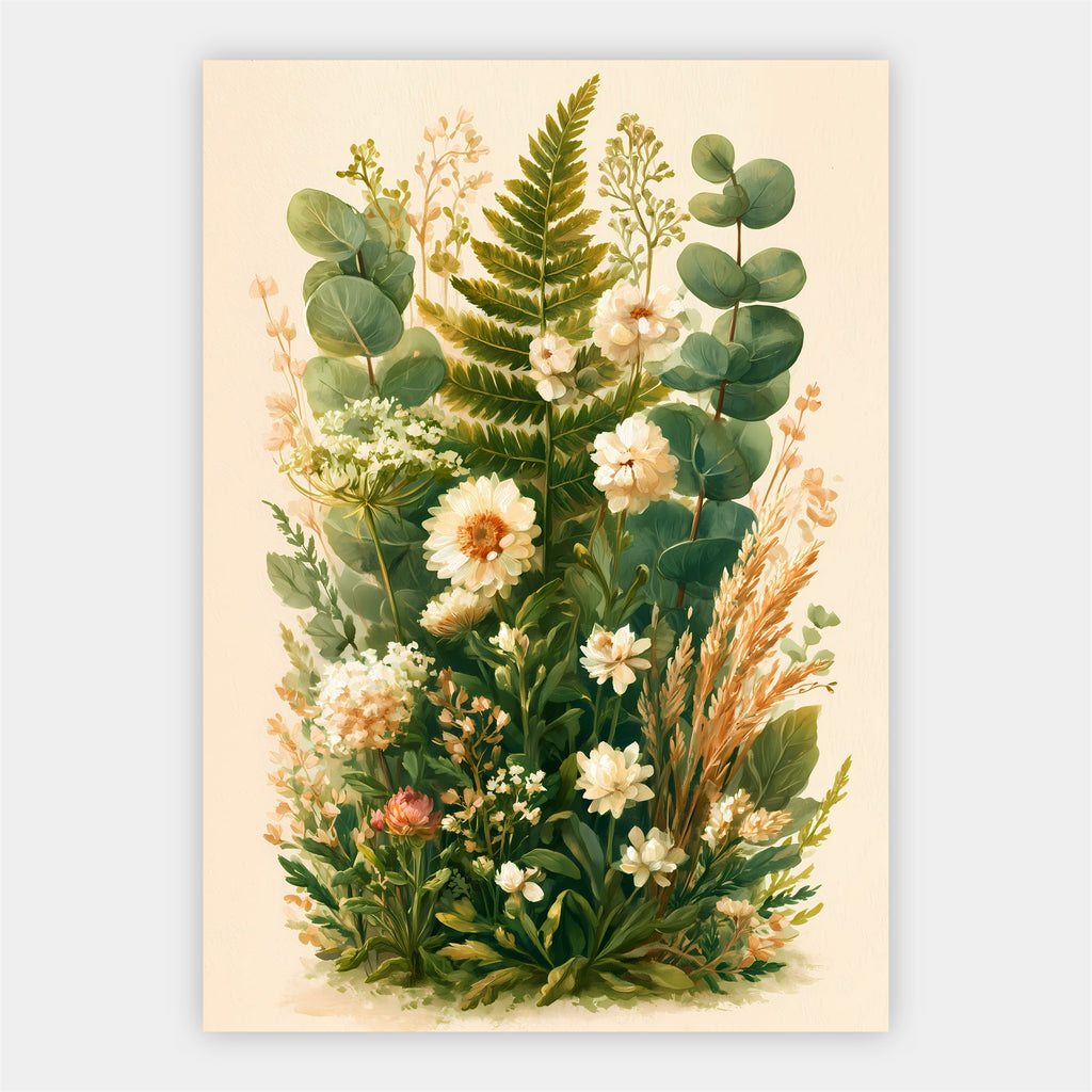 Botanischer Blumenstrauß Poster – Freisteller