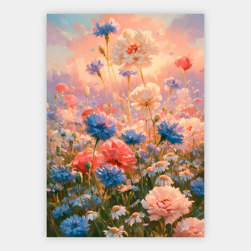Farbenfrohe Blumenwiese Poster – Freisteller