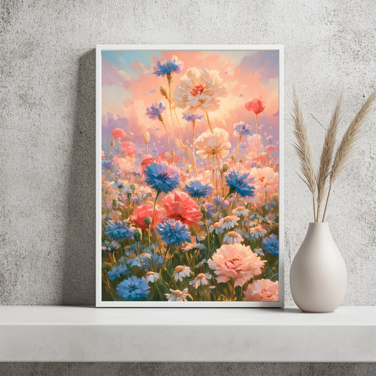 Farbenfrohe Blumenwiese Poster – Raumansicht 2