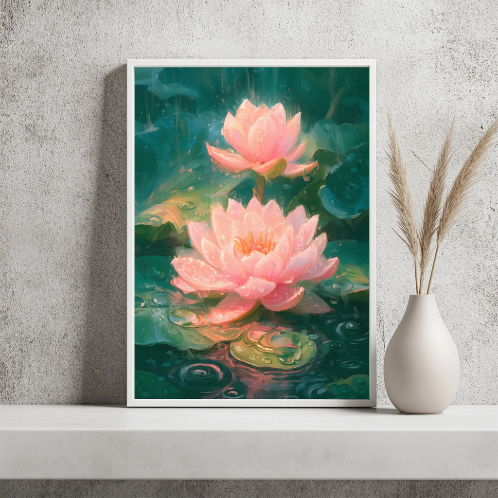 Rosa Lotusblüte Poster – Raumansicht 2