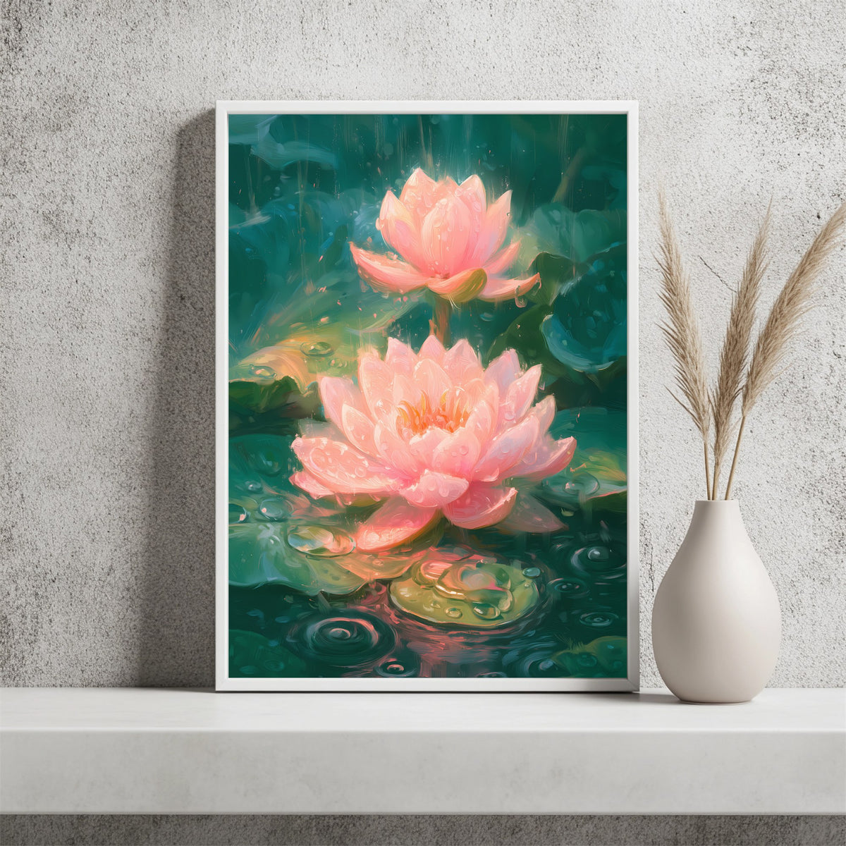 Rosa Lotusblüte Poster – Raumansicht 2