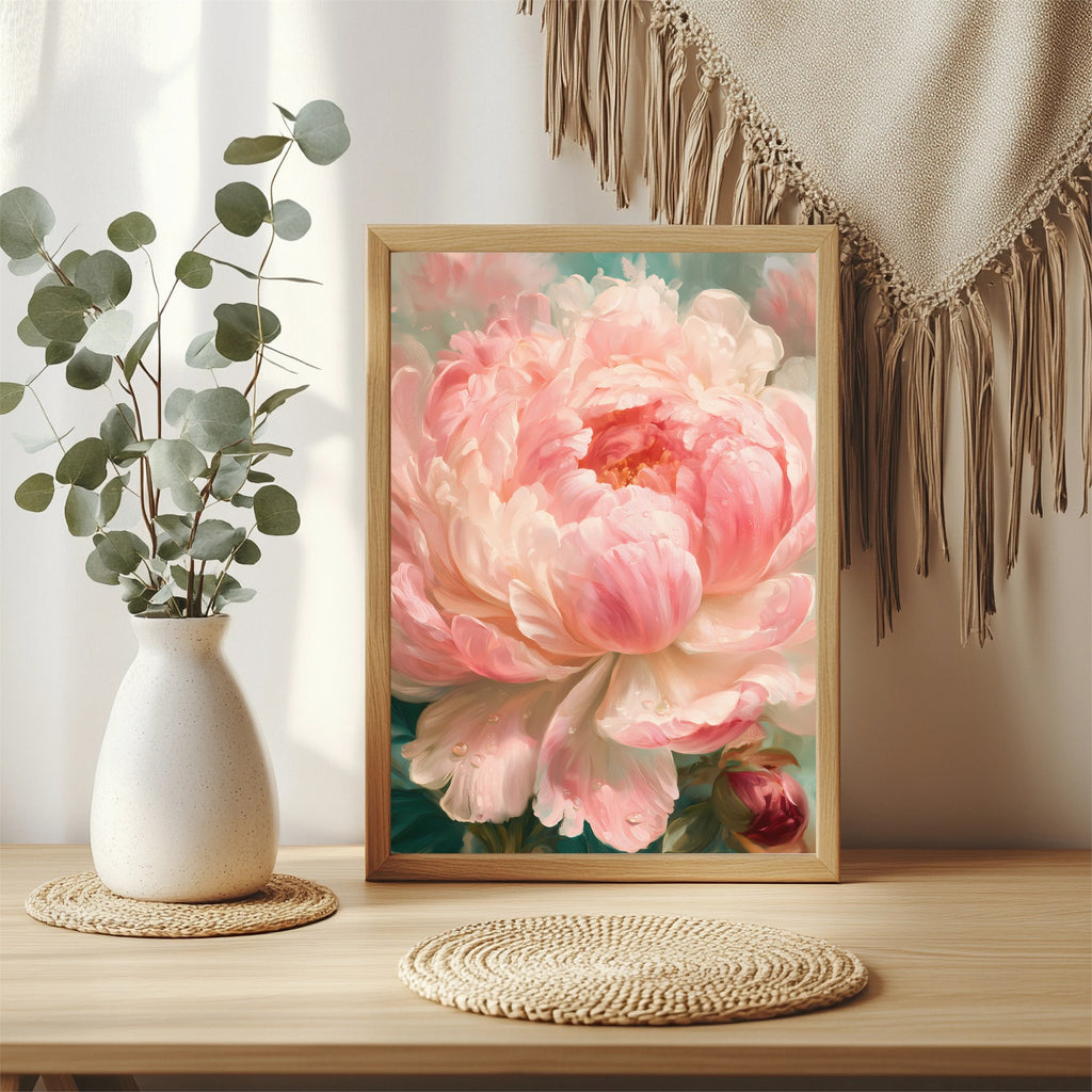 Rosa Pfingstrose Poster – Raumansicht 3