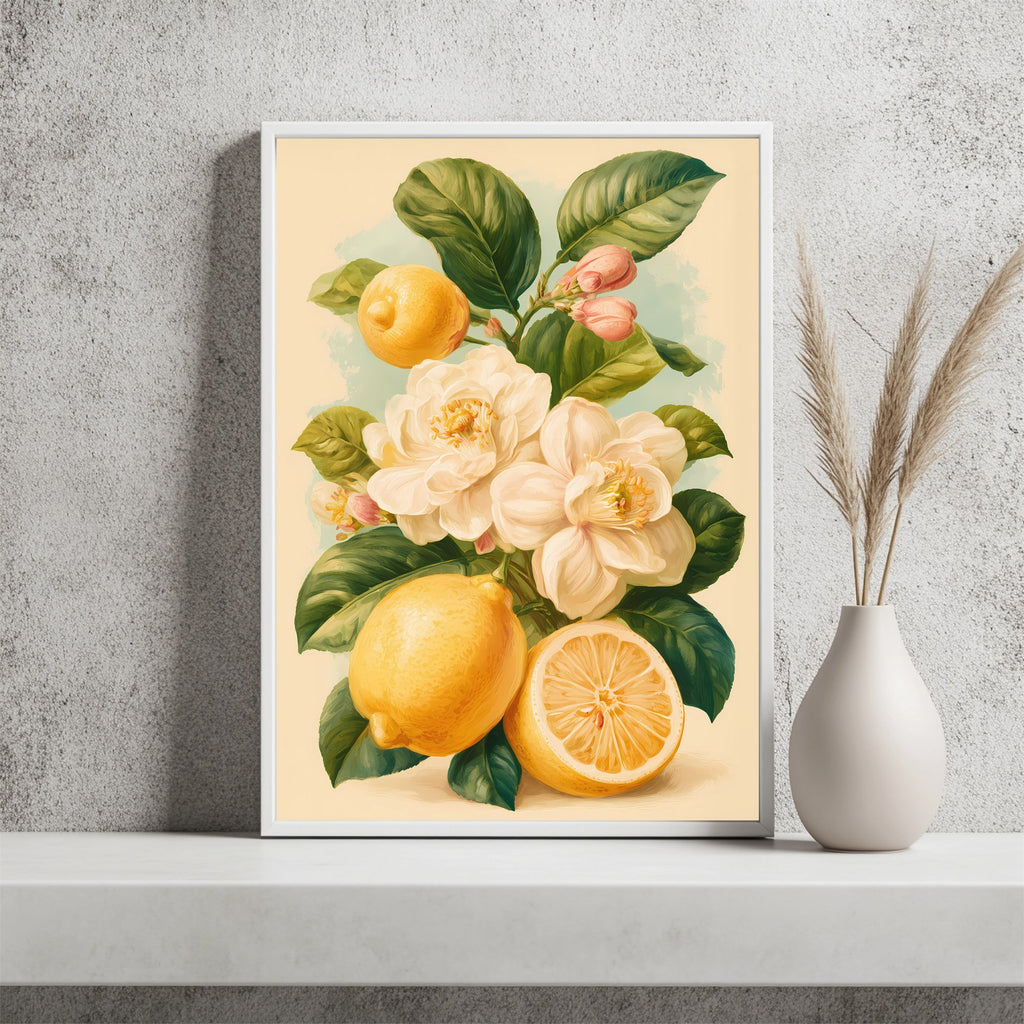 Zitronenzweig mit Blüten Poster – Raumansicht 2