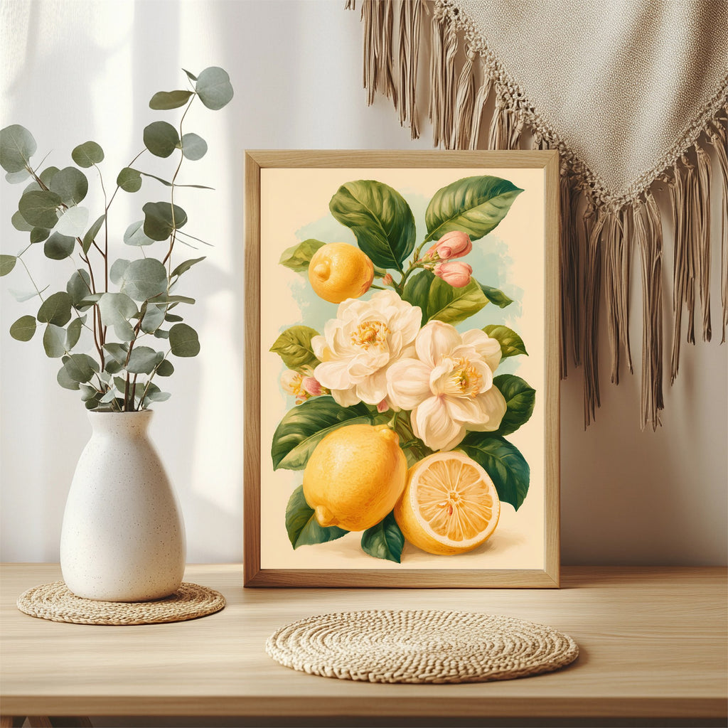 Zitronenzweig mit Blüten Poster – Raumansicht 3