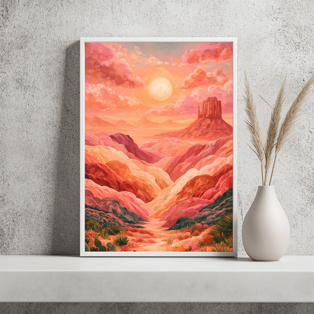Korallenfarbene Schlucht Poster – Raumansicht 2