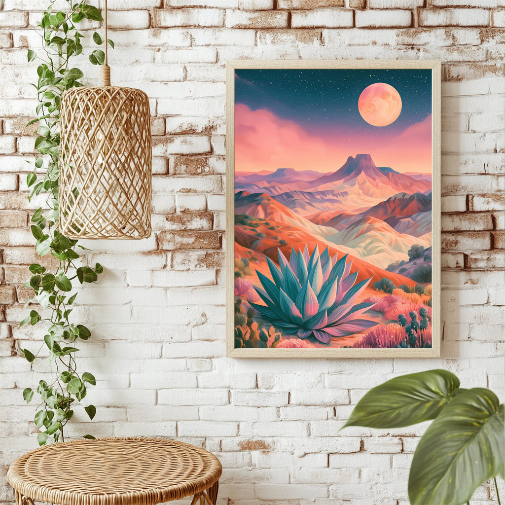 Mond über der Wüste Poster – Raumansicht 1