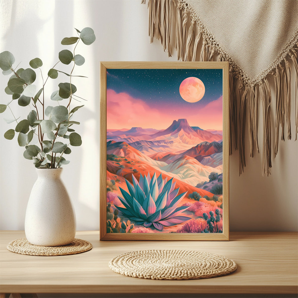 Mond über der Wüste Poster – Raumansicht 3