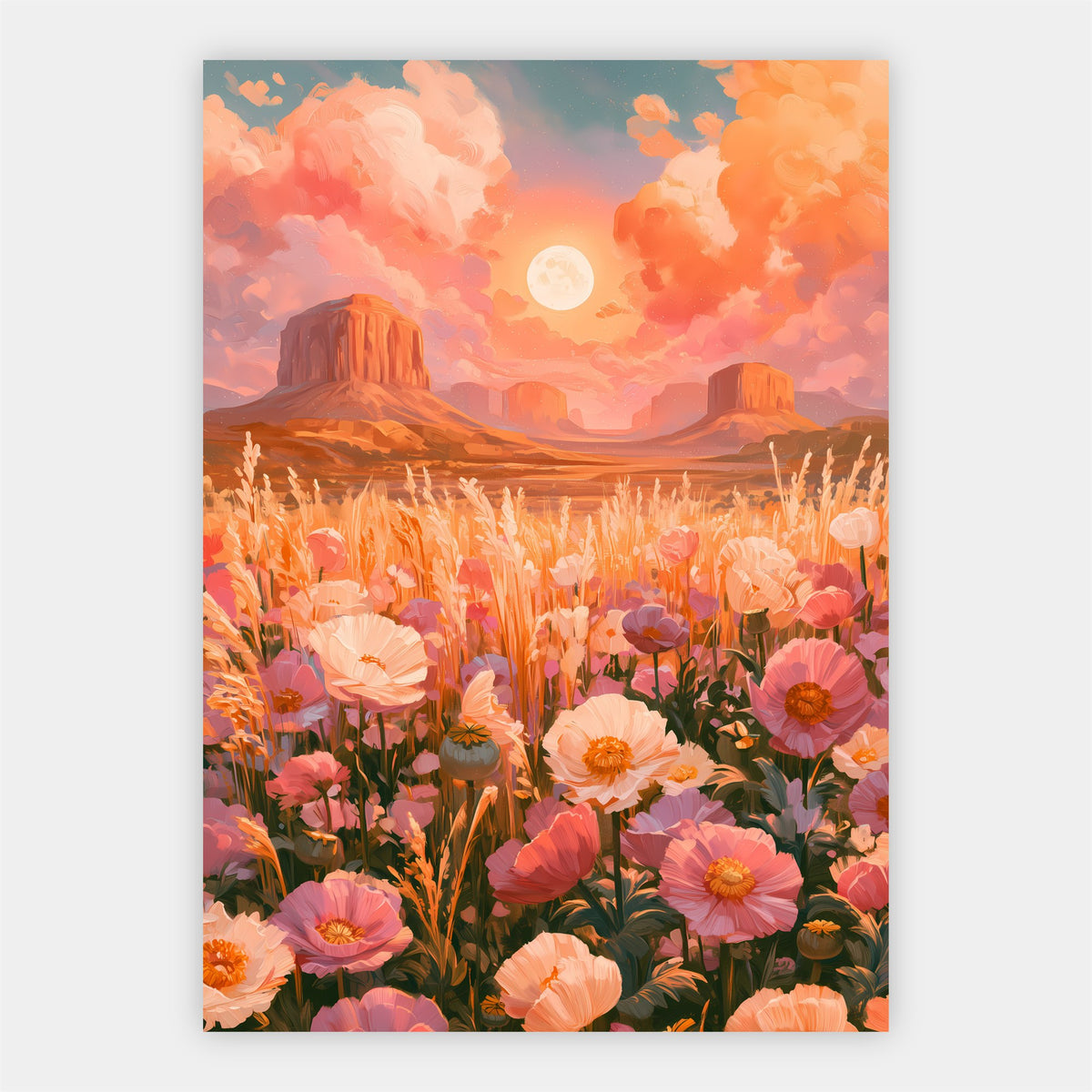 Blumenwiese in der Wüste Poster – Freisteller