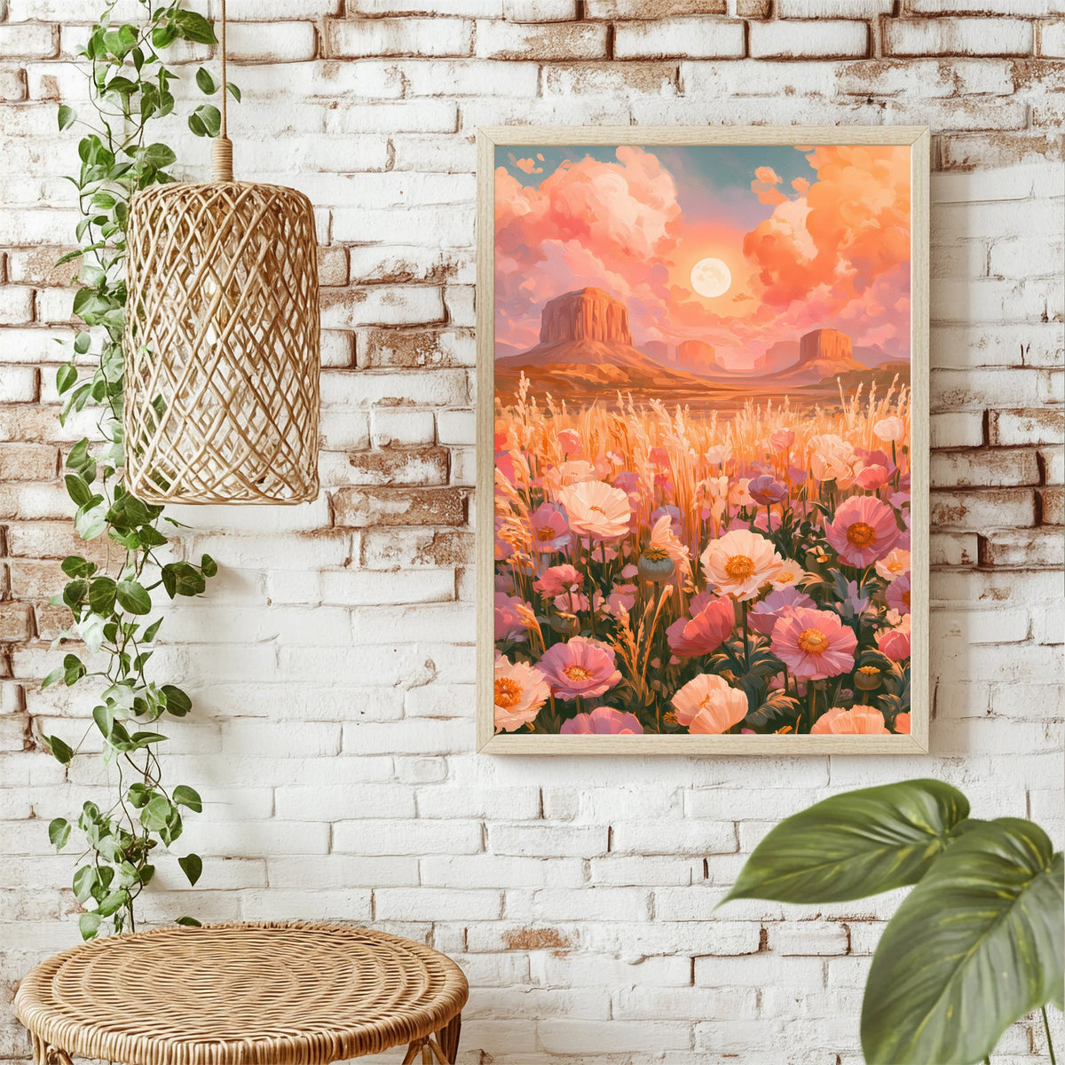 Blumenwiese in der Wüste Poster – Raumansicht 1
