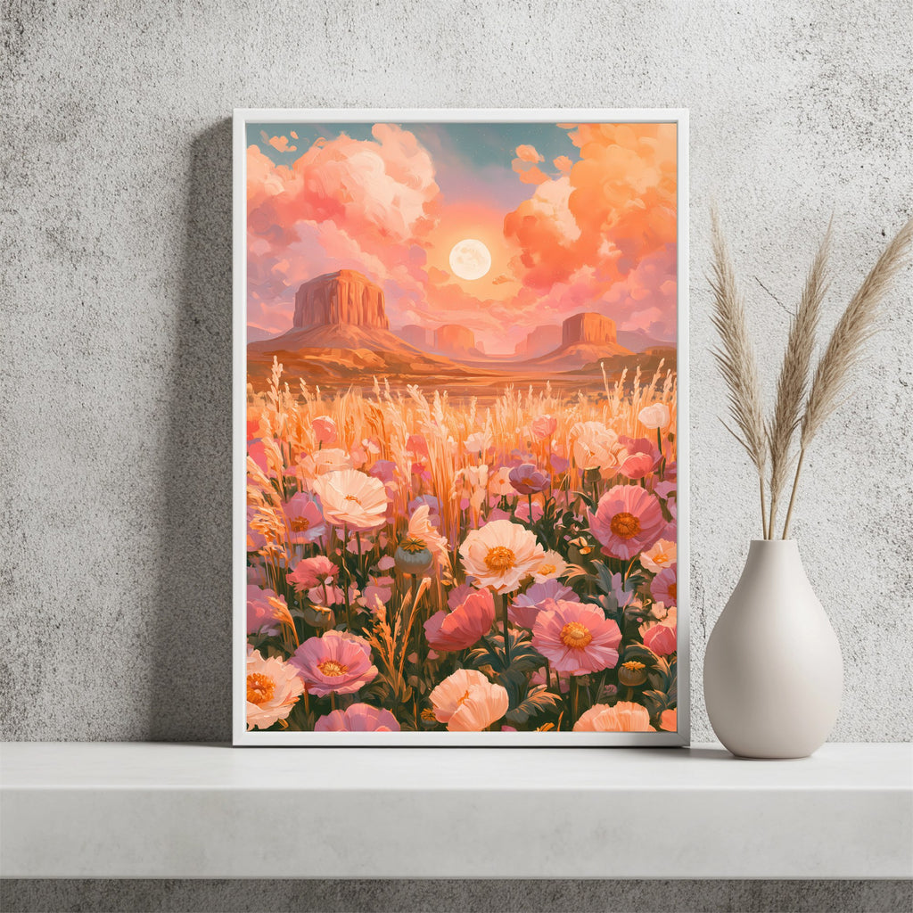 Blumenwiese in der Wüste Poster – Raumansicht 2